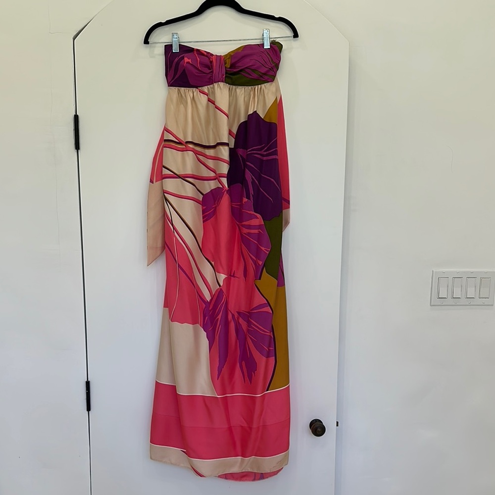 Tibi Strapless Pink and Orange Sundress Resort Wear